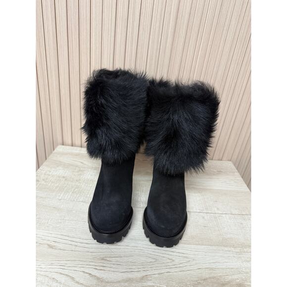 Prada Calzature Donna Real Fur Suede Leather Boots Size EU35 - Picture 5 of 12
